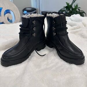Women's Black Lace-Up Boots